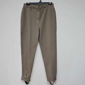 Vtg Lauren Ralph Lauren Stirrup Taupe Pants SZ 12, Cotton Blend Stretch Twill